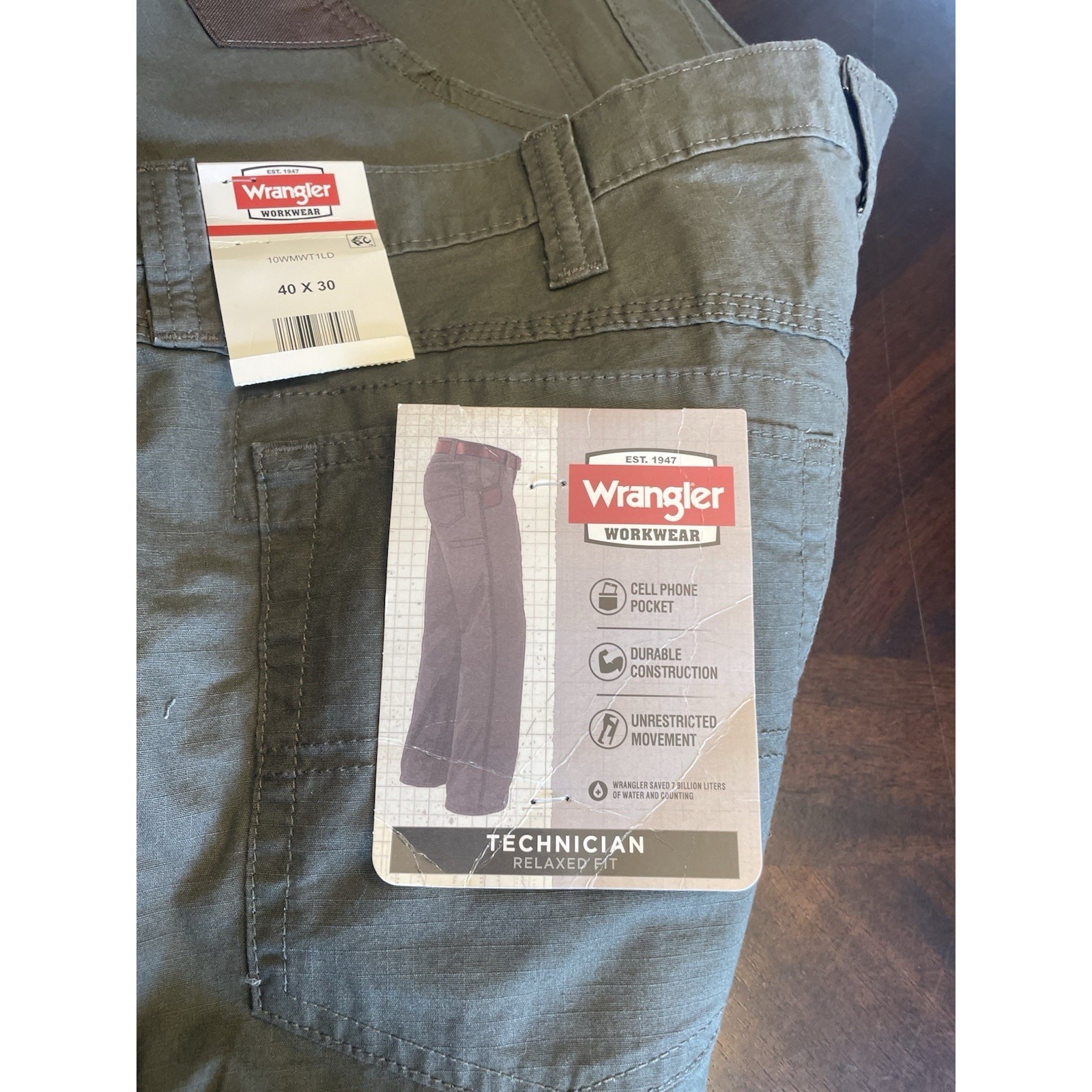 Men's Wrangler Technician Relaxed Fit Pants 40 X 30 Nwt Green